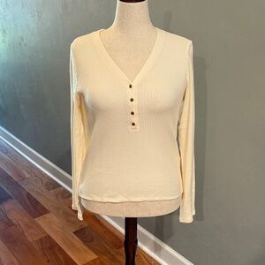 NWT Madewell Cream Long Sleeve Henley Top